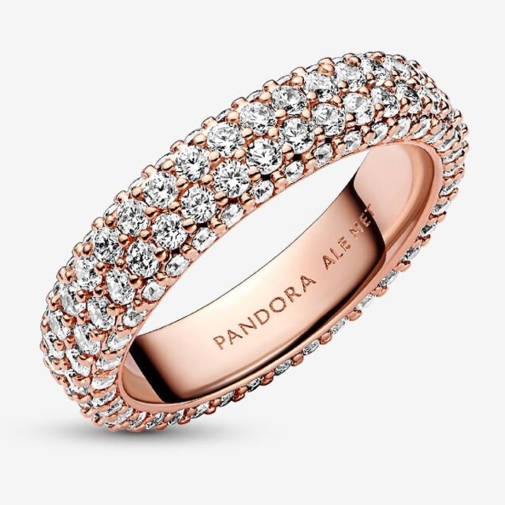 Pandora Rose Gold Pavé Ring with Sparkling Crystals